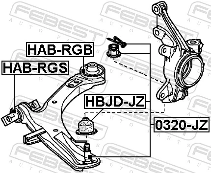 Mounting, control/trailing arm HAB-RGB