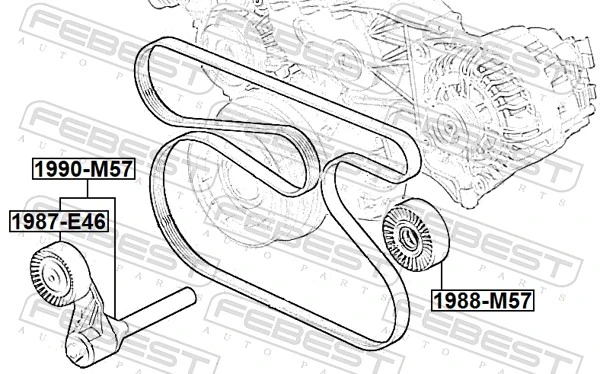 Deflection/Guide Pulley, V-ribbed belt 1988-M57