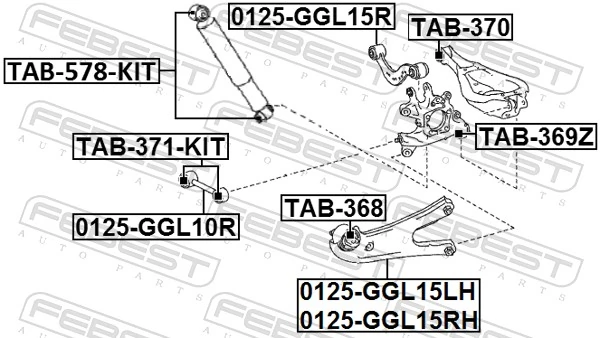 FEBEST TAB-368 Mounting, control/trailing arm