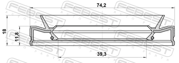 FEBEST 95HES-41741218L Shaft Seal, propshaft centre bearing