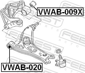 Mounting, control/trailing arm VWAB-020