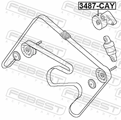 FEBEST 3487-CAY Tensioner Pulley, V-ribbed belt