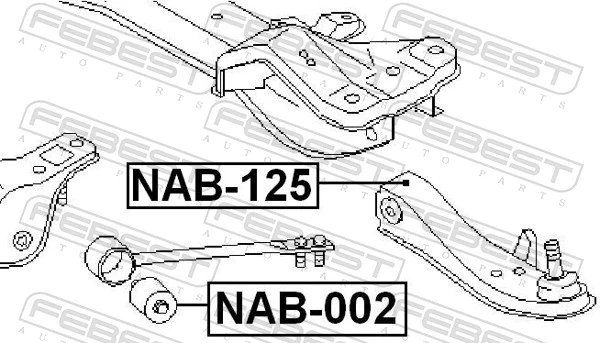 FEBEST NAB-002 Mounting, control/trailing arm