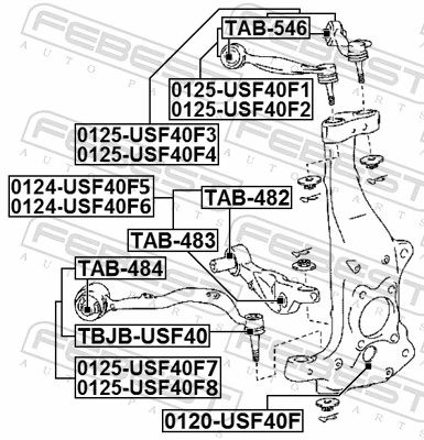 Control/Trailing Arm, wheel suspension 0125-USF40F1