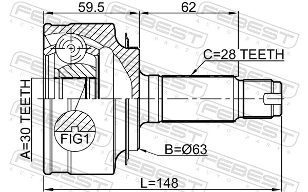 FEBEST 0310-BE Joint Kit, drive shaft