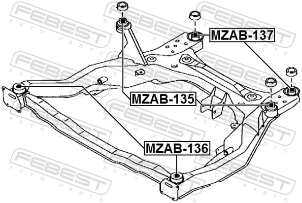 FEBEST MZAB-136 Bushing, axle beam