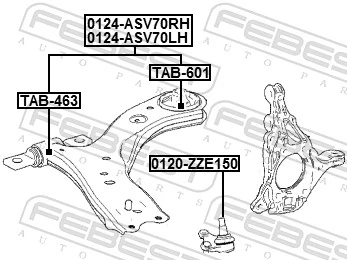 Control/Trailing Arm, wheel suspension 0124-ASV70RH