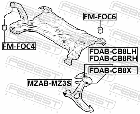 Mounting, control/trailing arm FDAB-CB8RH