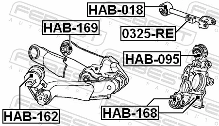 Mounting, control/trailing arm HAB-095
