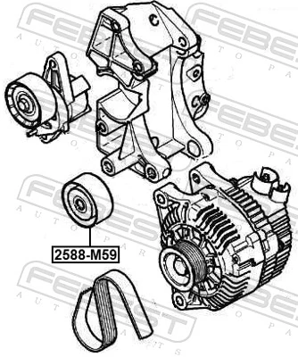 Deflection/Guide Pulley, V-ribbed belt 2588-M59
