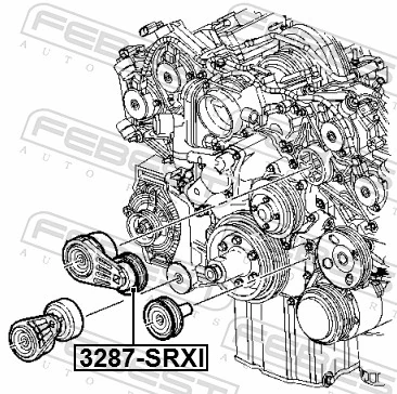 FEBEST 3287-SRXI Tensioner Pulley, V-ribbed belt