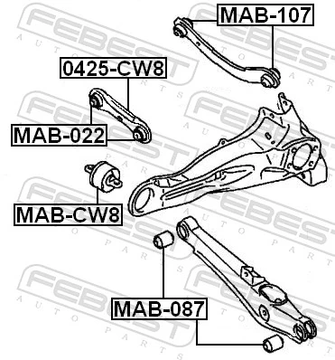 Mounting, control/trailing arm MAB-CW8