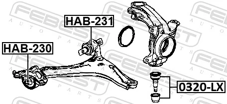 Mounting, control/trailing arm HAB-230