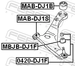 Mounting, control/trailing arm MAB-DJ1S