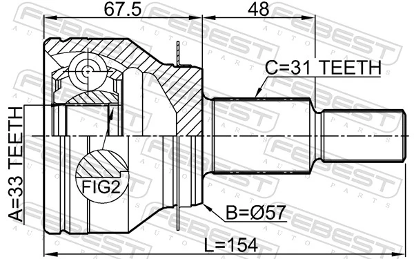 FEBEST 0510-KEMT Joint Kit, drive shaft