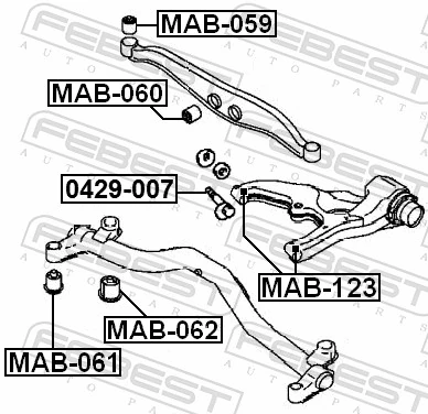 Mounting, control/trailing arm MAB-123