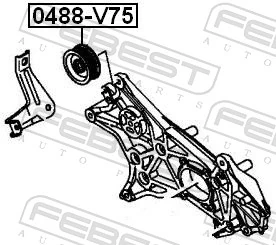 FEBEST 0488-V75 Deflection/Guide Pulley, V-ribbed belt