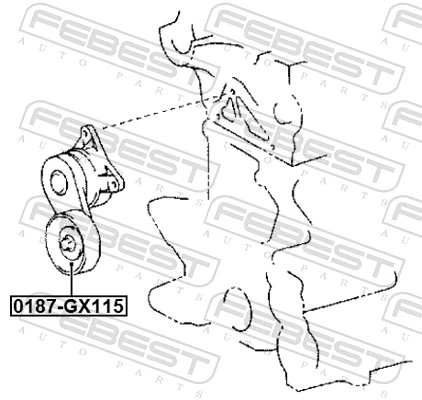 FEBEST 0187-GX115 Tensioner Pulley, V-ribbed belt