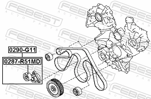 Tensioner Pulley, V-ribbed belt 0287-R51MD