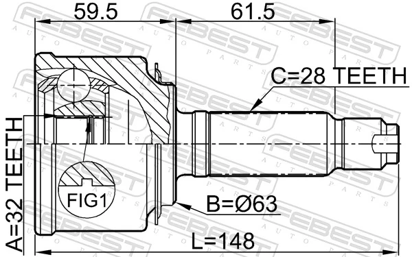 FEBEST 0310-057 Joint Kit, drive shaft