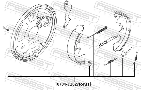 FEBEST 0704-JB627R-KIT Accessory Kit, parking brake shoes