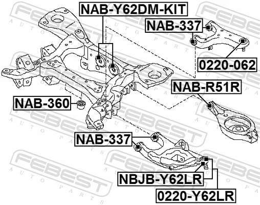FEBEST NAB-Y62DM-KIT Repair Kit, axle beam