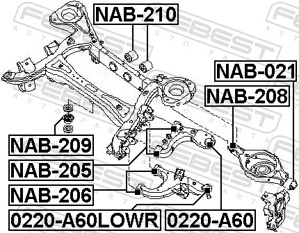 Mounting, control/trailing arm NAB-205