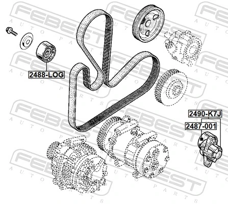 Belt Tensioner, V-ribbed belt 2490-K7J