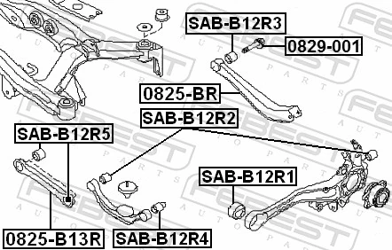 Mounting, control/trailing arm SAB-B12R2