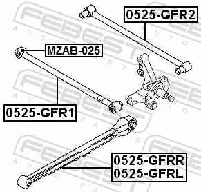 FEBEST MZAB-025 Mounting, control/trailing arm