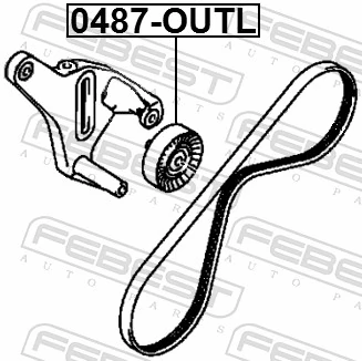 FEBEST 0487-OUTL Tensioner Pulley, V-ribbed belt