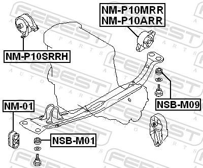 FEBEST NM-P10SRRH Mounting, engine