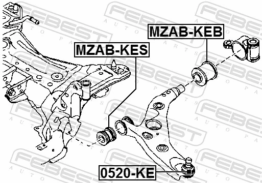 Mounting, control/trailing arm MZAB-KES