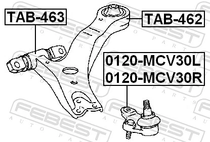 Mounting, control/trailing arm TAB-463