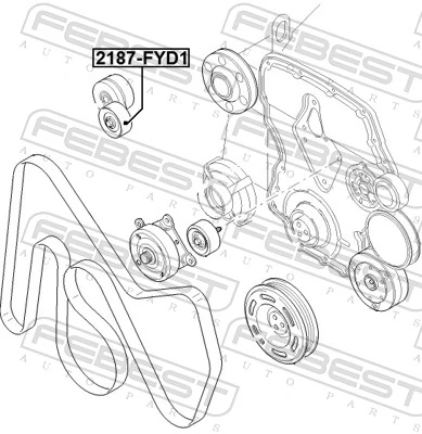 Tensioner Pulley, V-ribbed belt 2187-FYD1