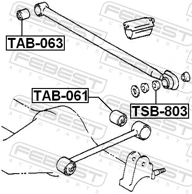 FEBEST TSB-803 Mounting, control/trailing arm