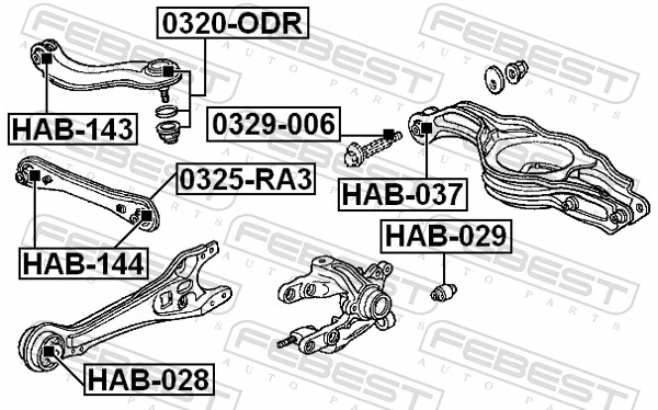 Mounting, control/trailing arm HAB-028