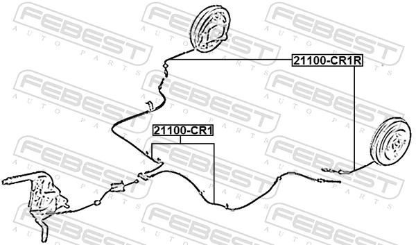 FEBEST 21100-CR1R Cable Pull, parking brake