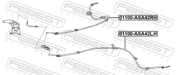 Cable Pull, parking brake 01100-ASA42LH