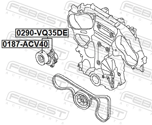 FEBEST 0290-VQ35DE Belt Tensioner, V-ribbed belt