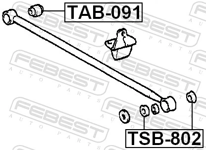 FEBEST TSB-802 Mounting, control/trailing arm