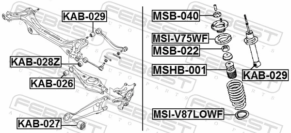 Mounting, control/trailing arm KAB-029