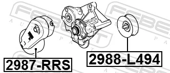 FEBEST 2988-L494 Tensioner Pulley, V-ribbed belt