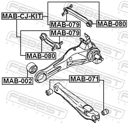 Mounting, control/trailing arm MAB-CJ-KIT