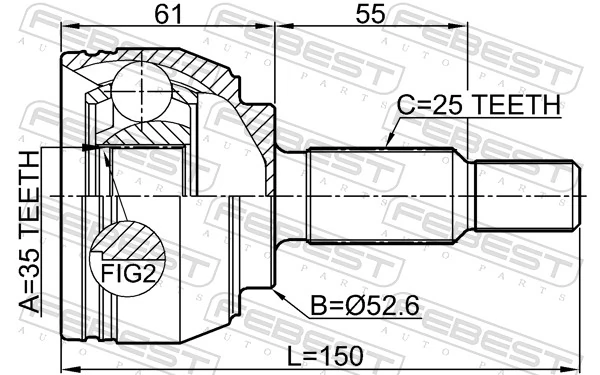 Joint Kit, drive shaft 2410-DUSTAWD