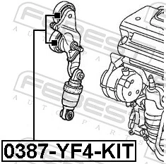 FEBEST 0387-YF4-KIT Tensioner Pulley, V-ribbed belt