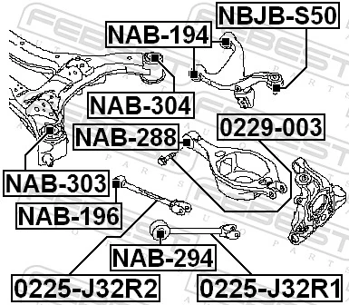 Control/Trailing Arm, wheel suspension 0225-J32R2