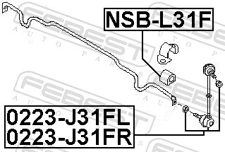 FEBEST NSB-L31F Mounting, stabiliser bar