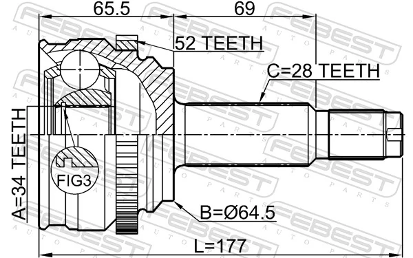 Joint Kit, drive shaft 1410-RODA52