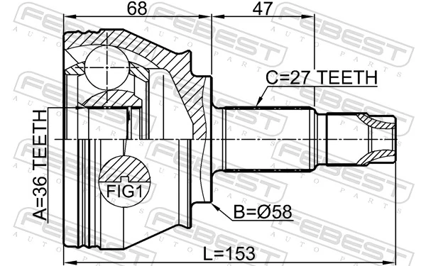 FEBEST 2010-KL Joint Kit, drive shaft